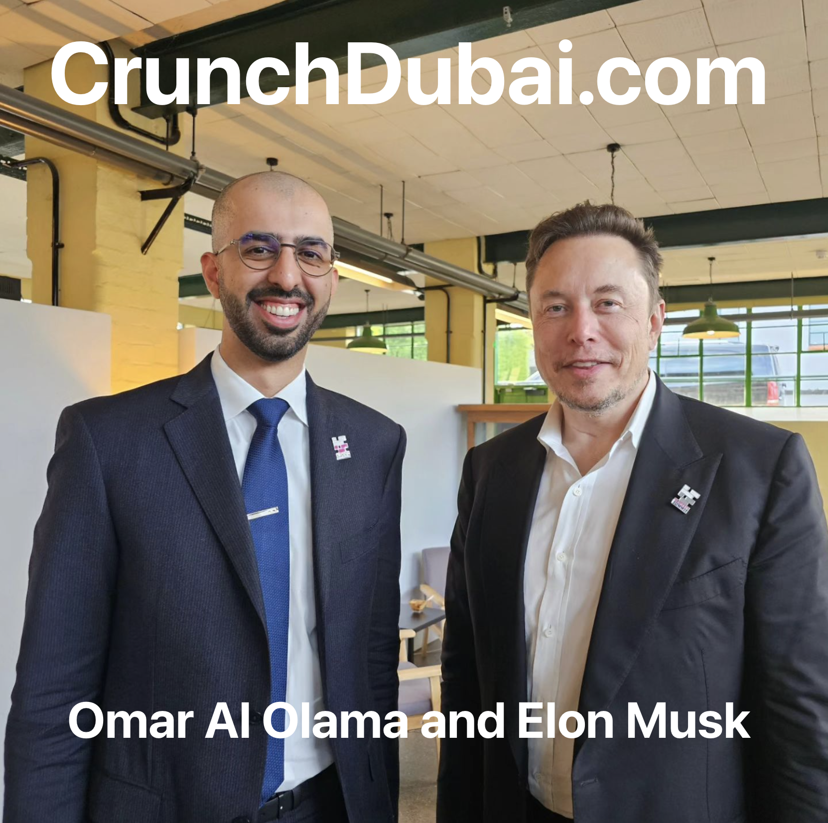 Omar Sultan AlOlama and Elon Musk at CrunchDubaicom